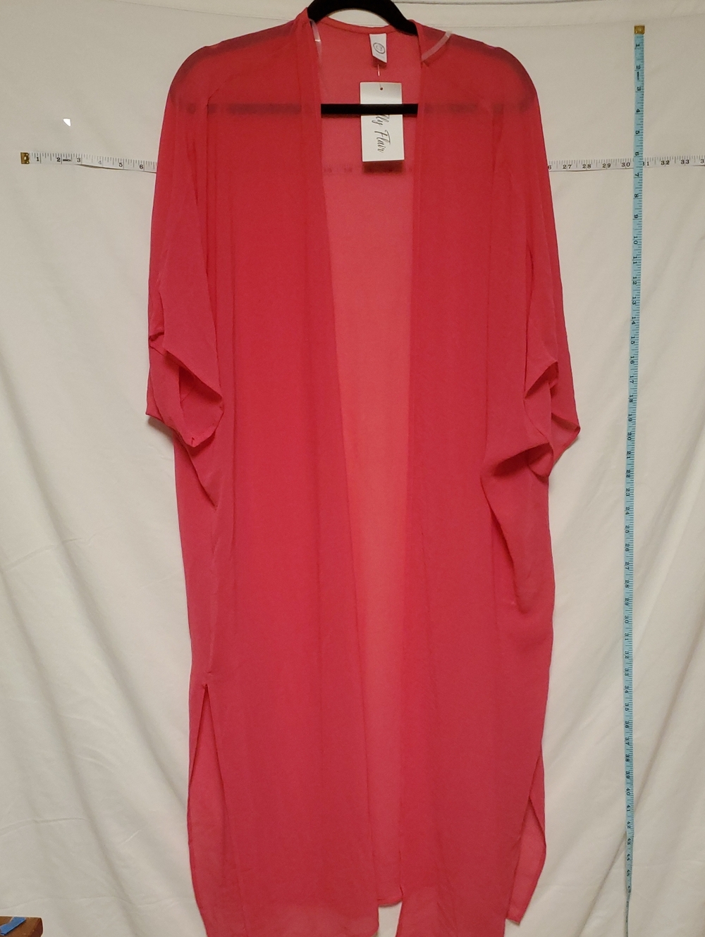 Coral Pink Open Kimono Style Beach Cover Up